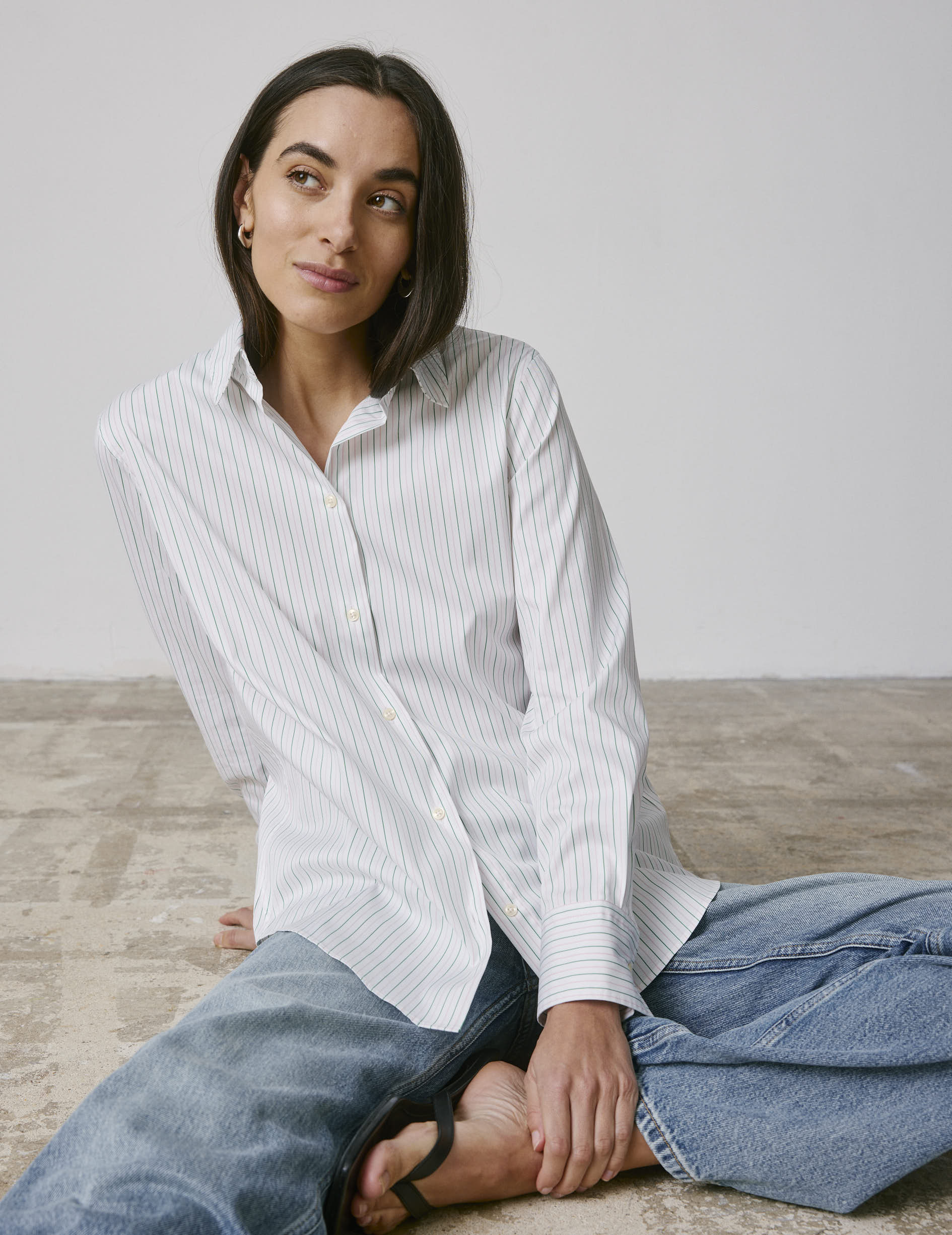 Chemise Marion verte - Twill - Col Chemise