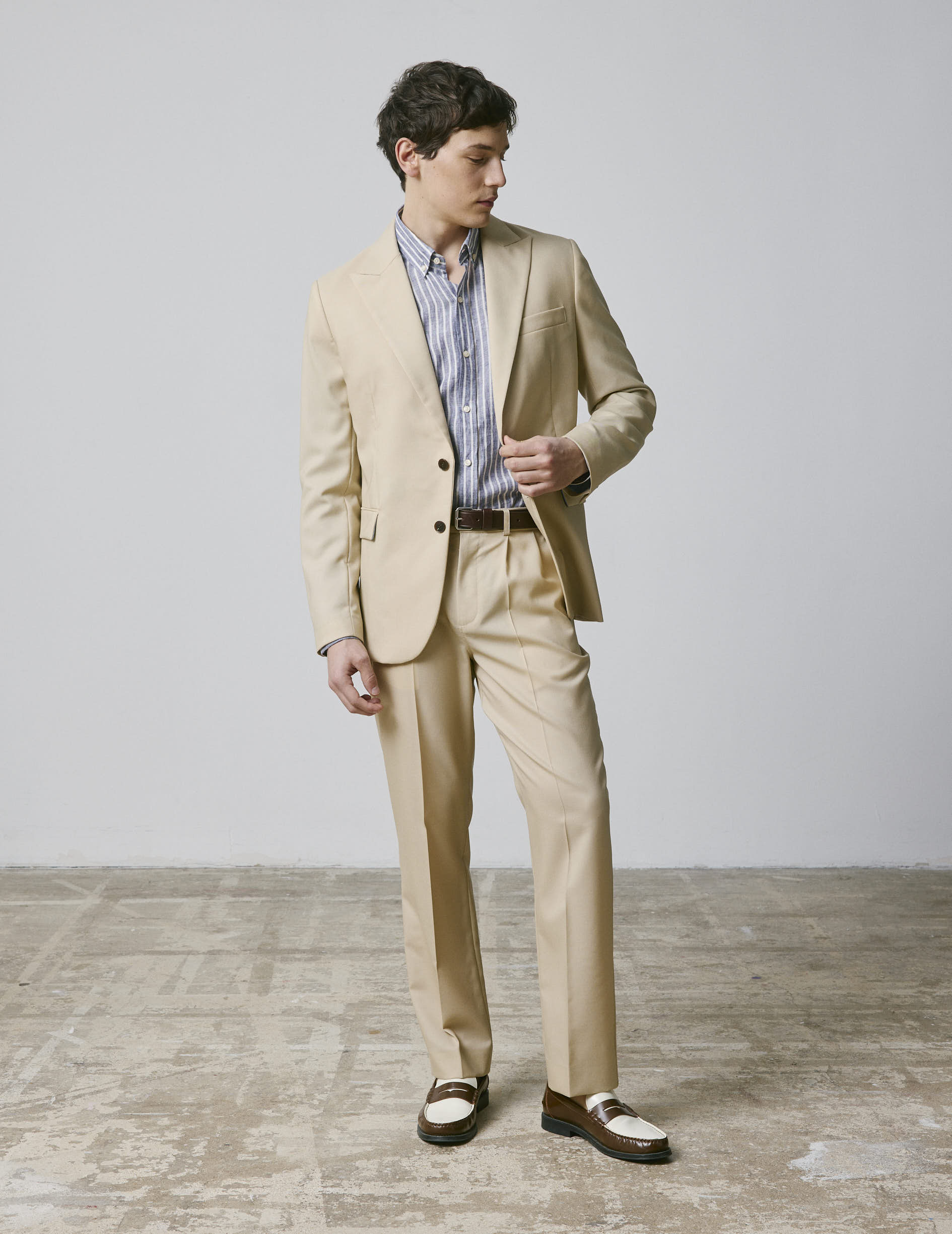 Marlon suit jacket in beige virgin wool