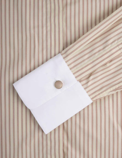 Chemise Mathéa gorge cachée rayée beige