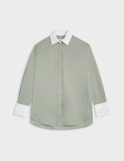 Chemise Mathéa gorge cachée rayée sauge