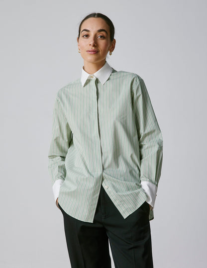 Chemise Mathéa gorge cachée rayée sauge