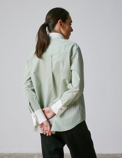 Chemise Mathéa gorge cachée rayée sauge