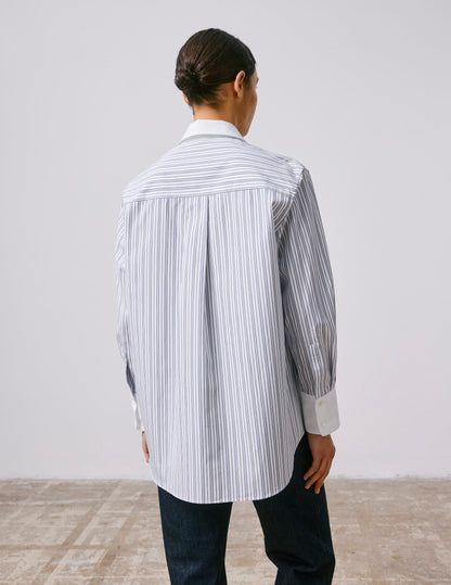 Mathilde navy striped oversized shirt