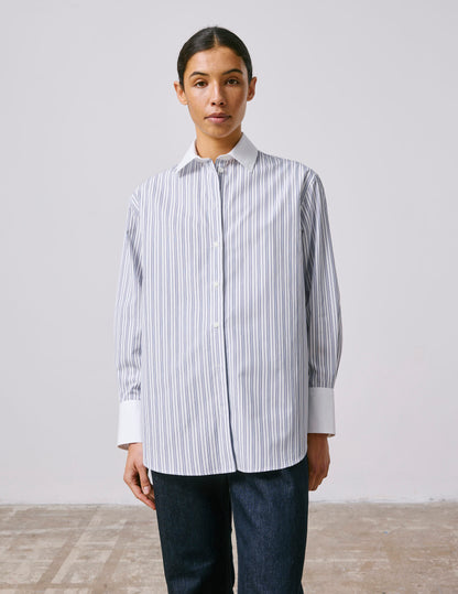 Mathilde navy striped oversized shirt