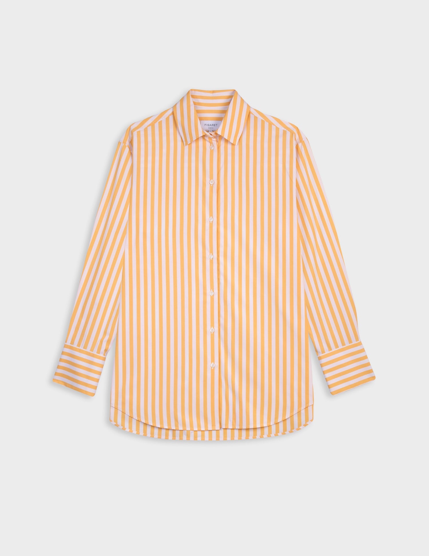 Mathilde Oversize striped yellow shirt - Poplin - Shirt Collar#5