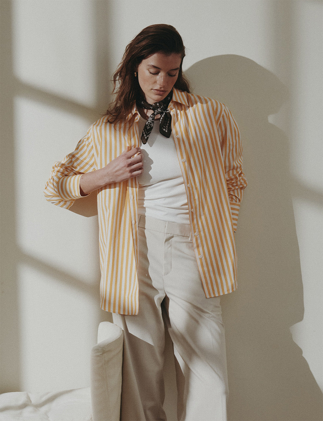 Chemise oversize Mathilde rayée jaune