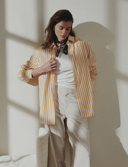 Chemise oversize Mathilde rayée jaune