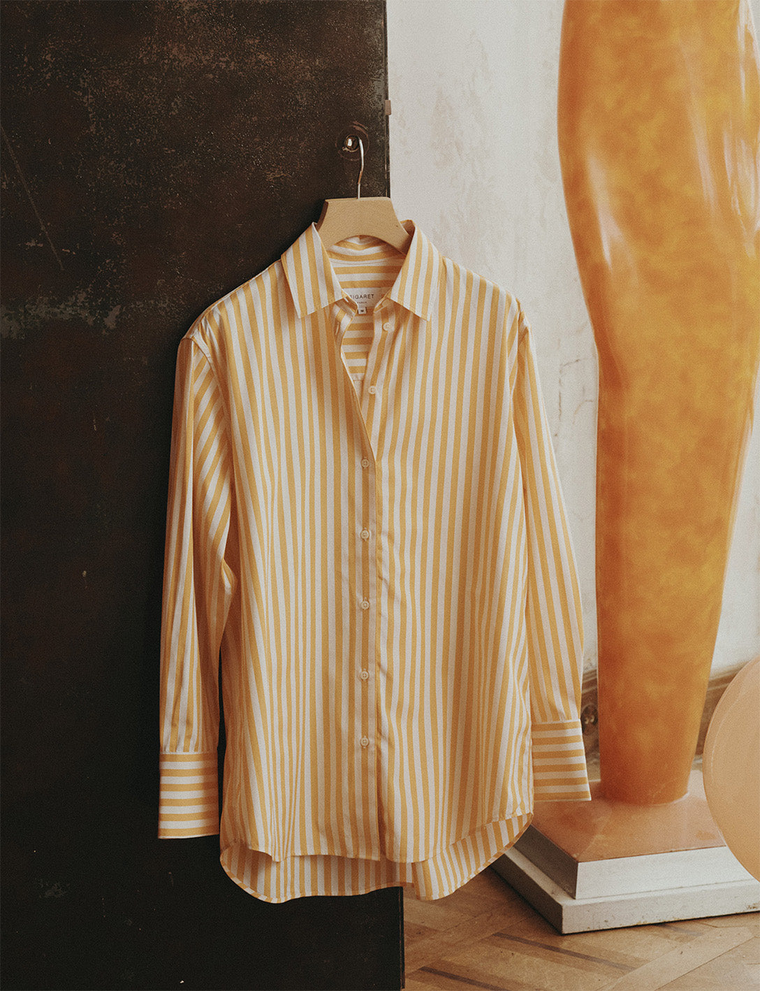 Mathilde Oversize striped yellow shirt - Poplin - Shirt Collar#4