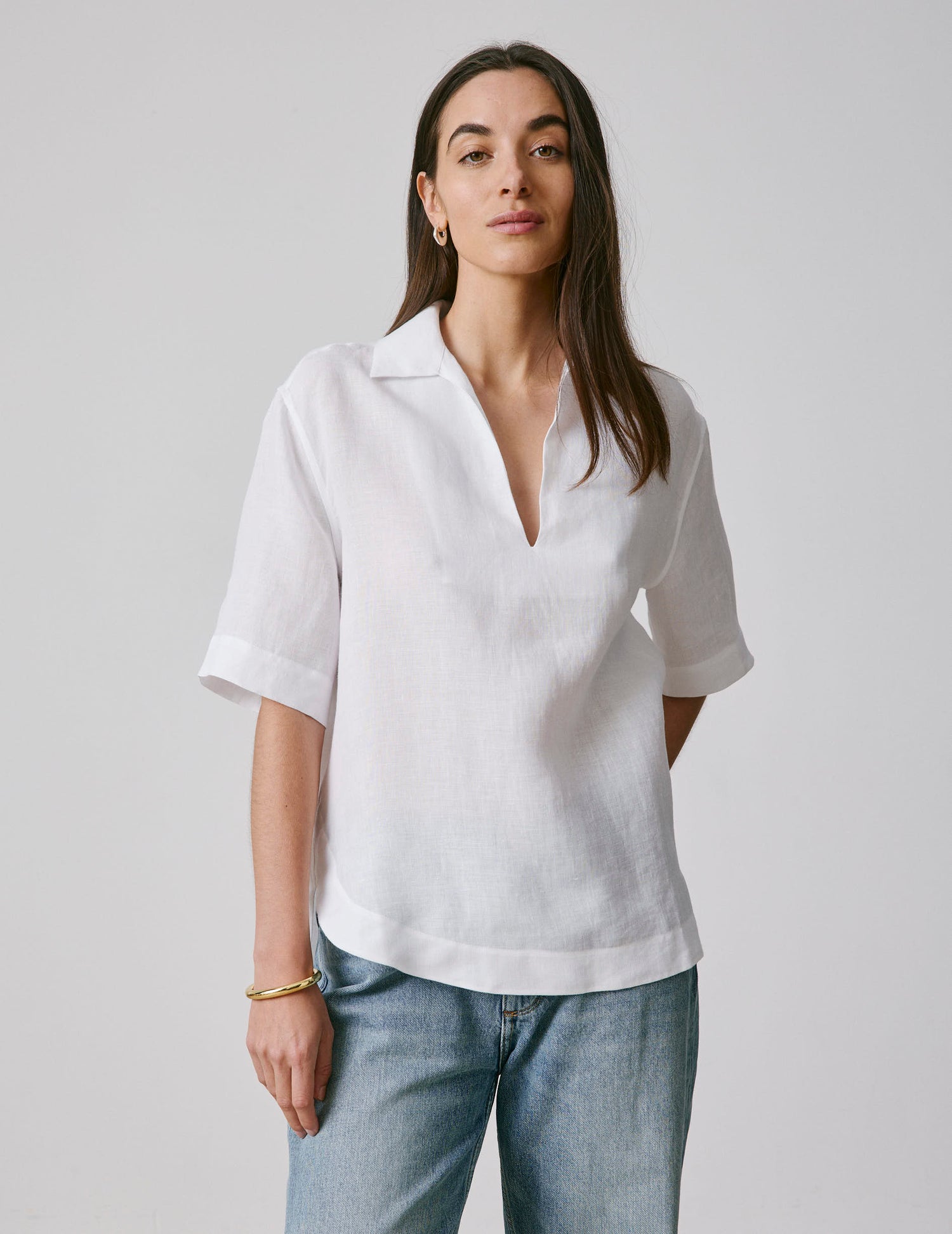 Blouse Nadia en lin blanc - Lin - Col V