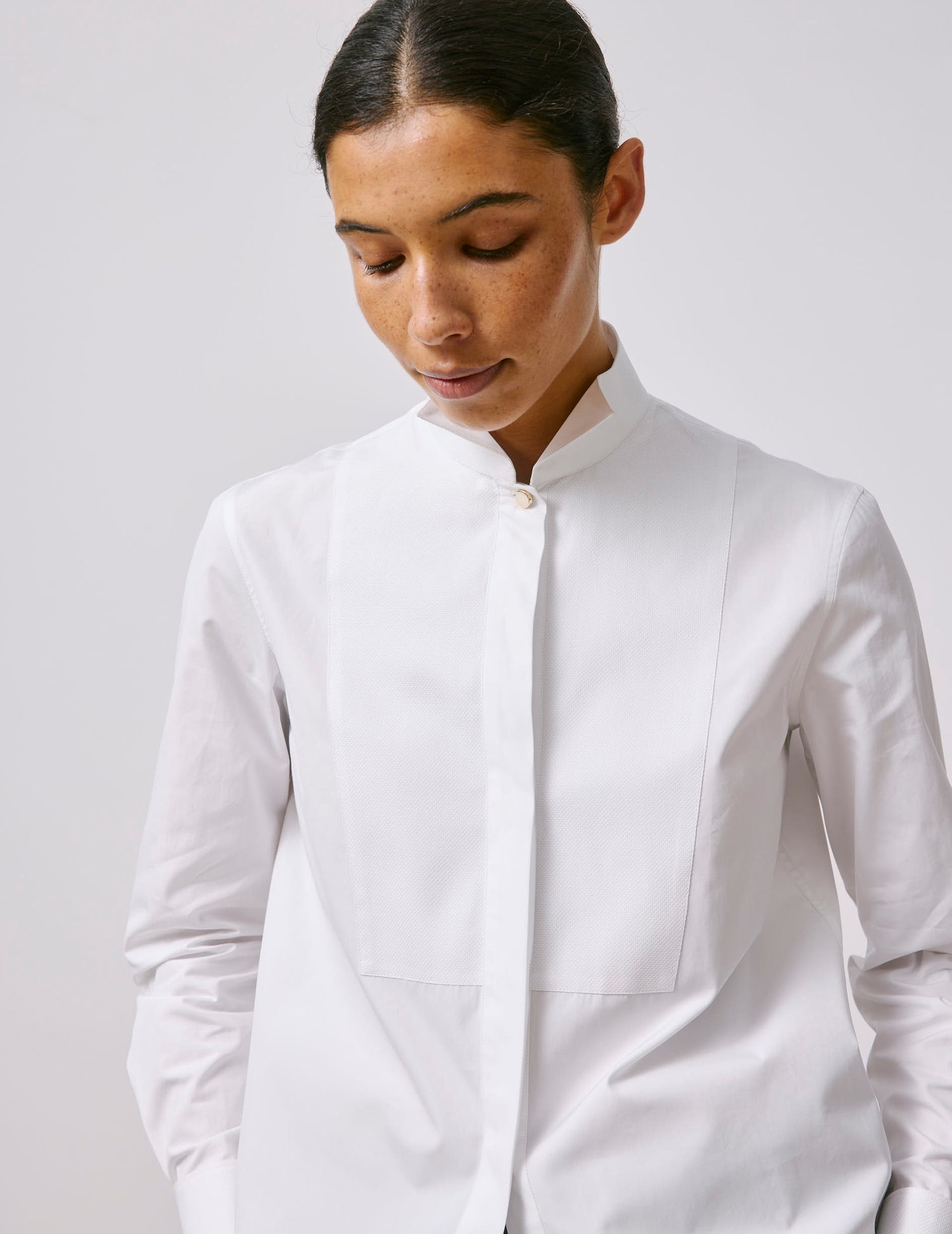 White Nadine shirt - Popeline - Cassé Collar - Mousquetaires Cuffs