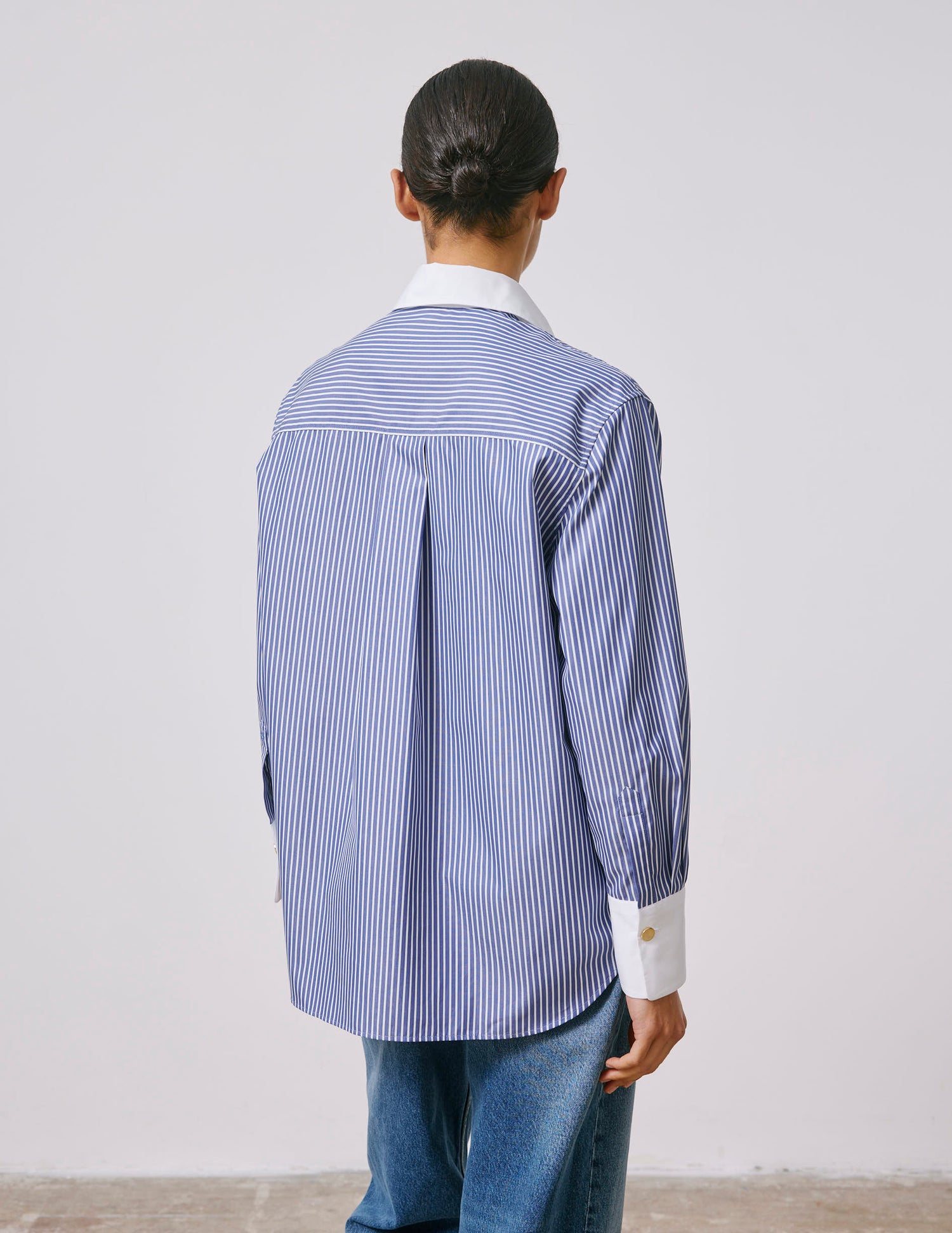 Chemise Naéline avec cravate amovible bleue - Popeline - Col Chemise#6