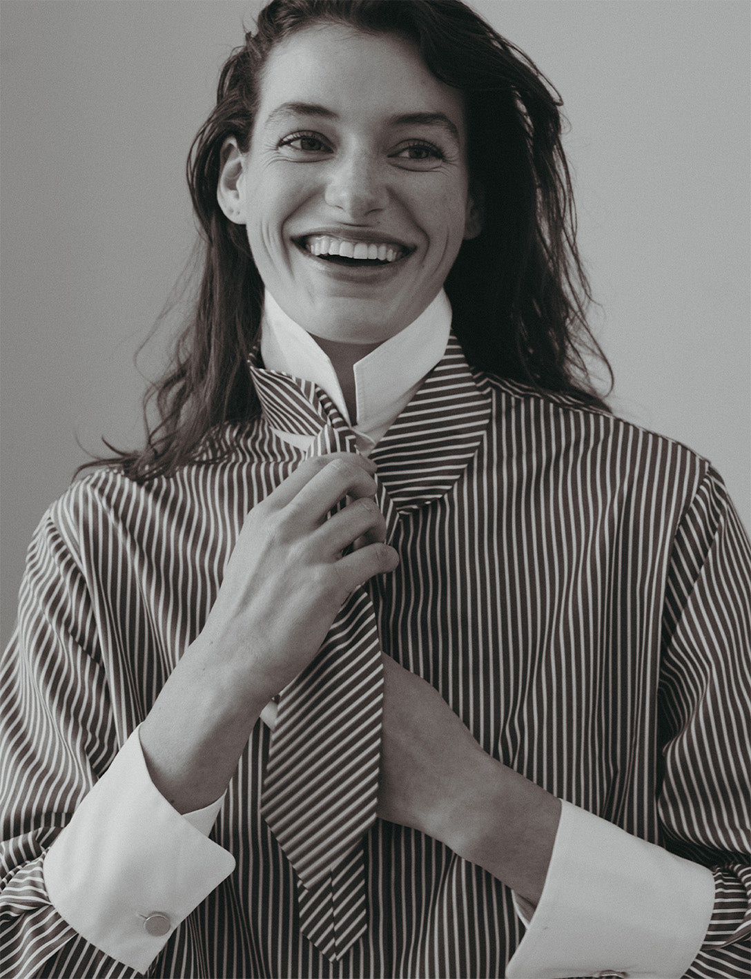 Chemise Naéline avec cravate amovible bleue - Popeline - Col Chemise#9