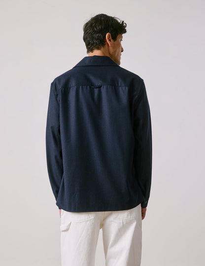 Surchemise Nael en laine vierge et cachemire bleu marine