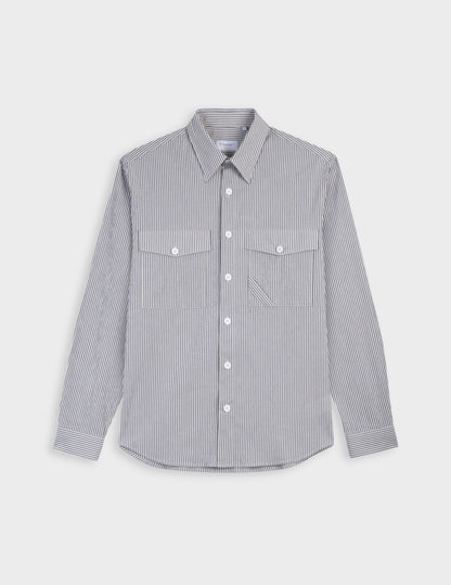 Chemise Nathael en seersucker rayé bleu