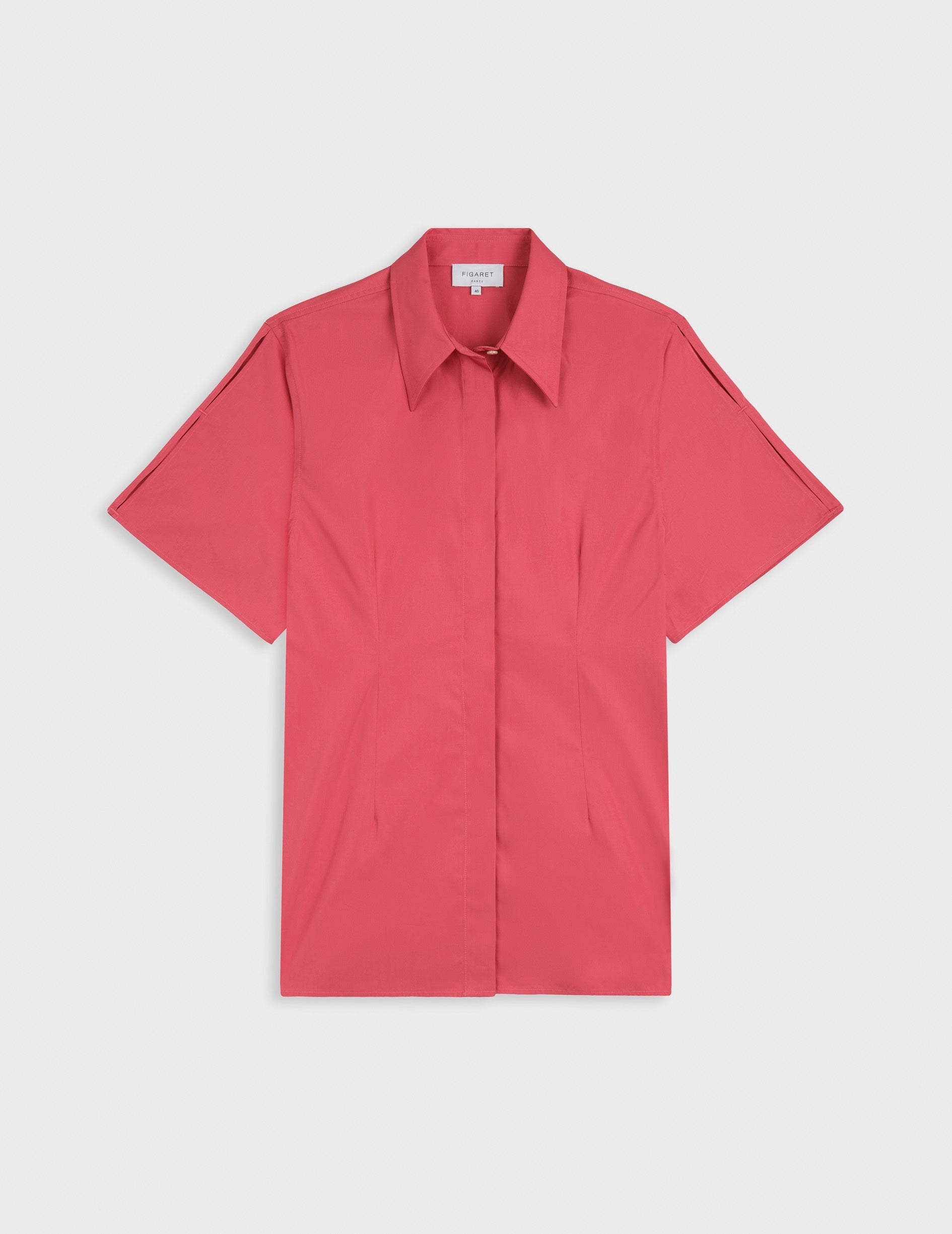 Chemise Nathalie corail - Popeline - Col Long