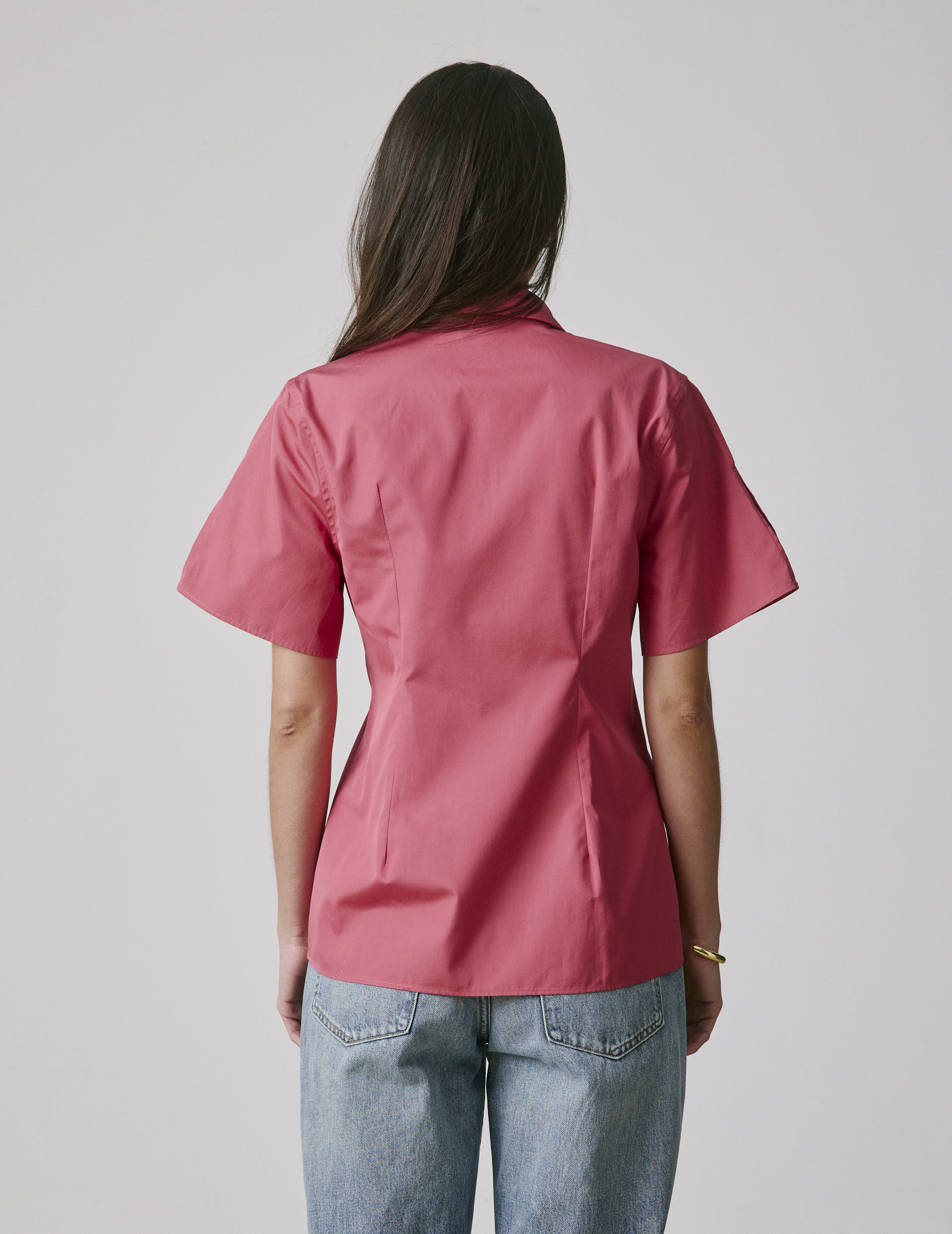 Chemise Nathalie corail - Popeline - Col Long