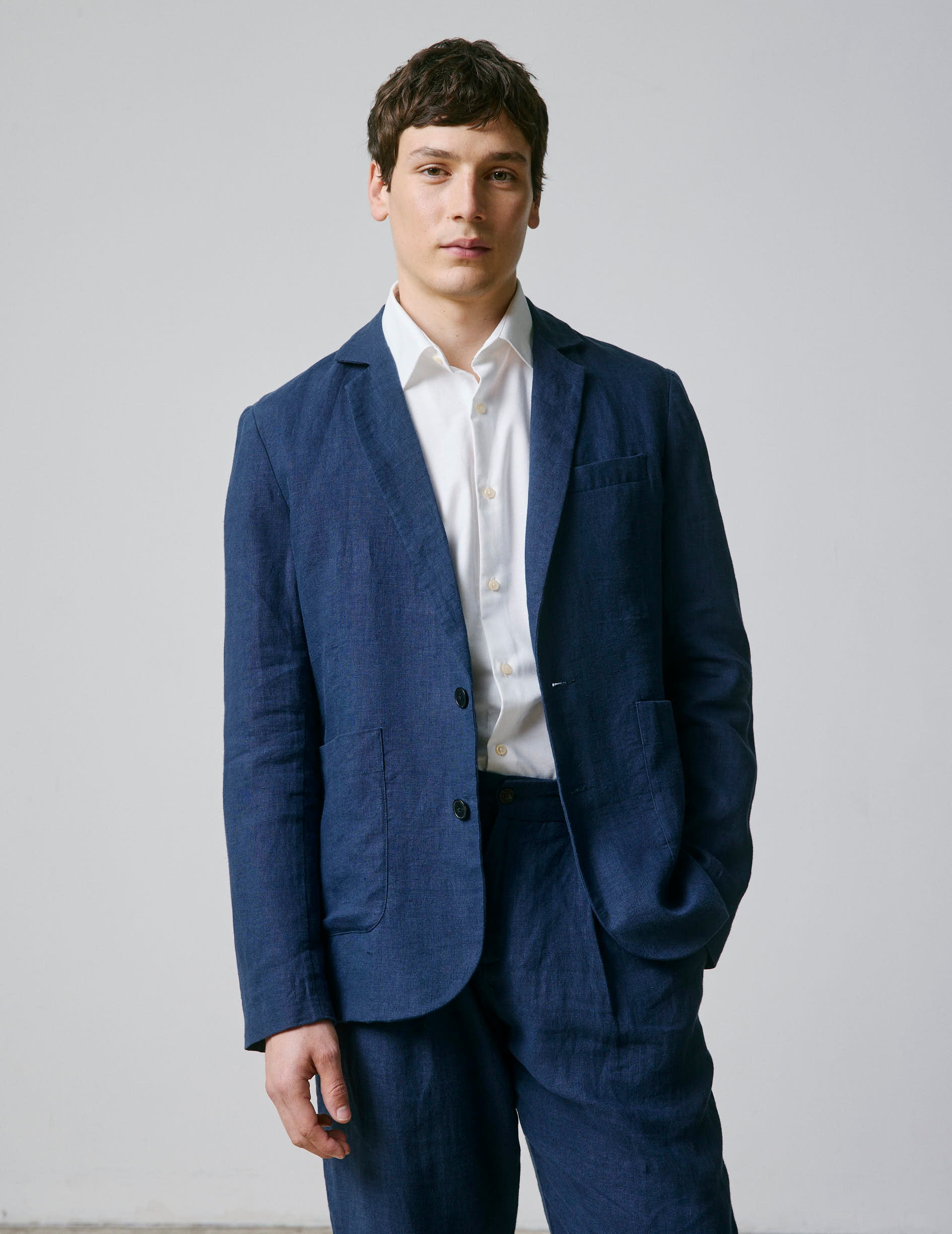 Veste blazer Nathis en lin marine