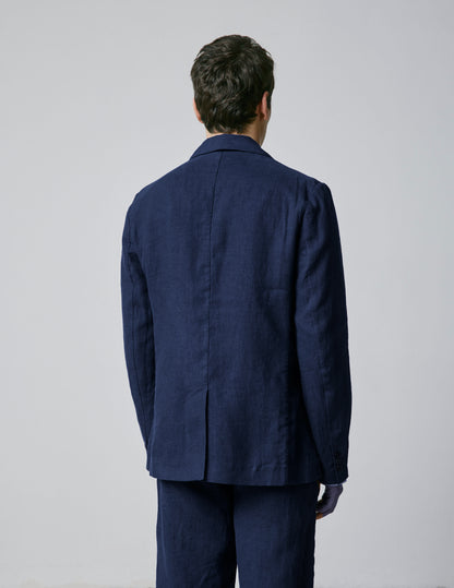 Nathis navy linen blazer jacket