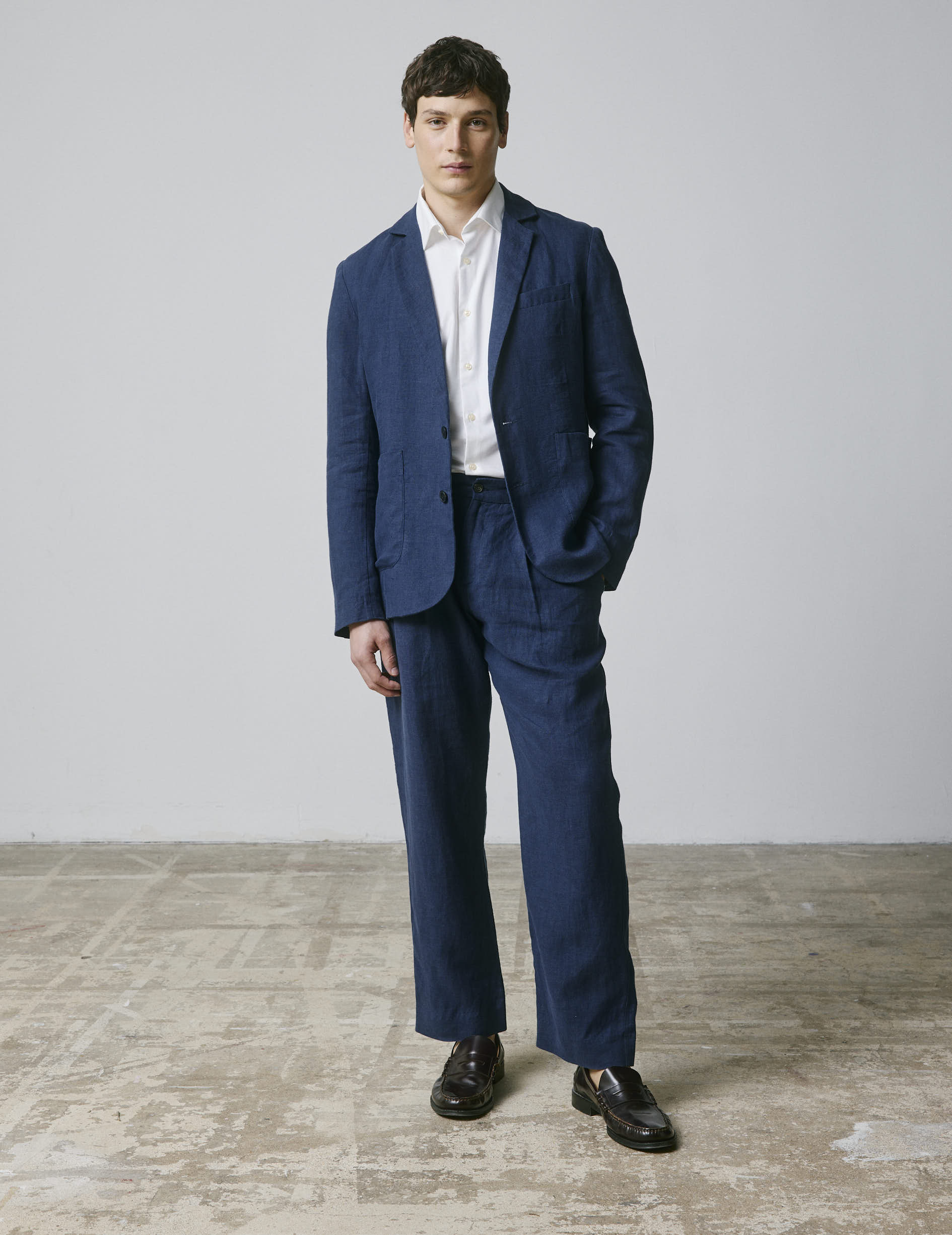 Veste blazer Nathis en lin marine