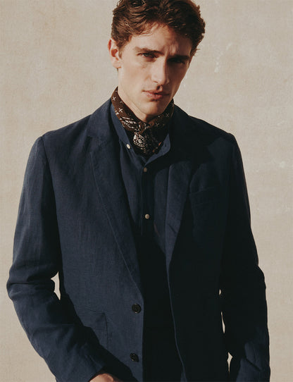 Veste blazer Nathis en lin marine