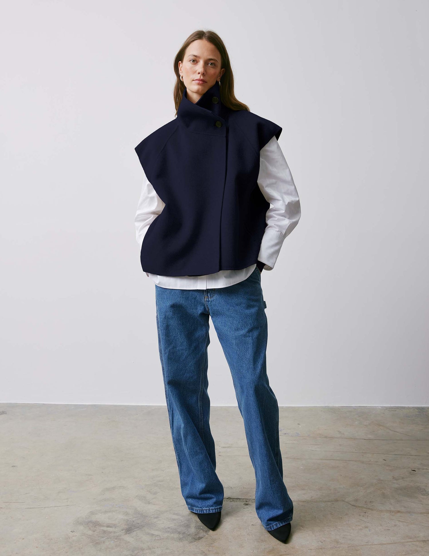 Veste Neyla en laine double face marine