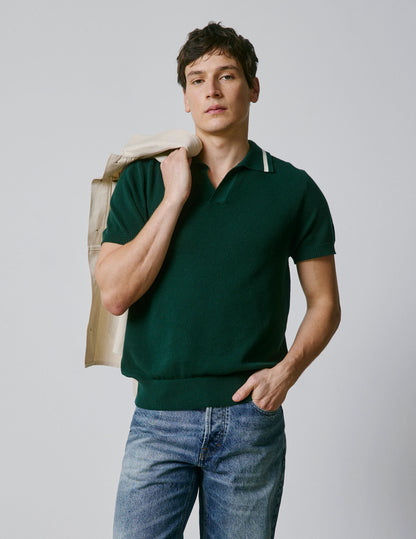 Nick Short-sleeved green cotton polo