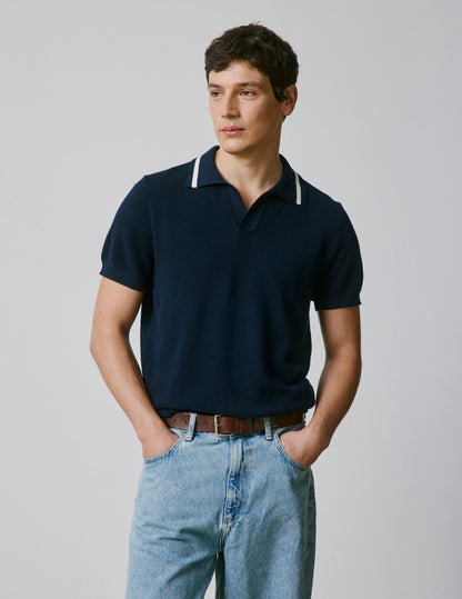Polo Nick en coton marine