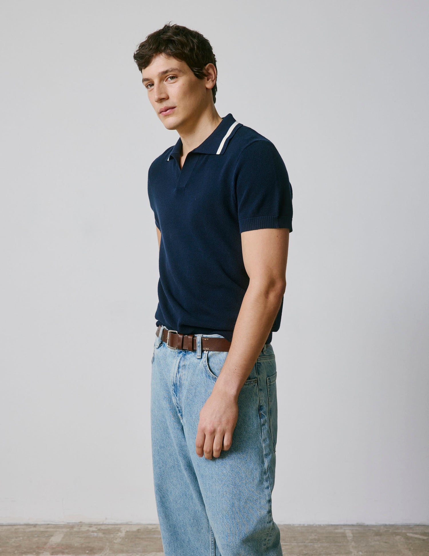 Polo Nick en coton marine