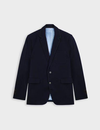 Blazer in plain navy virgin wool twill