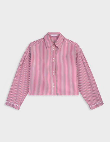 Chemise crop Ninon rayée bordeaux