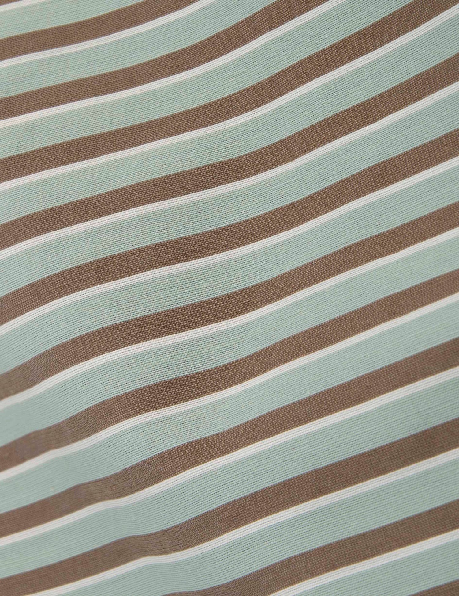 Short-sleeved striped khaki Noah shirt - Voile de coton - Requin Collar#6