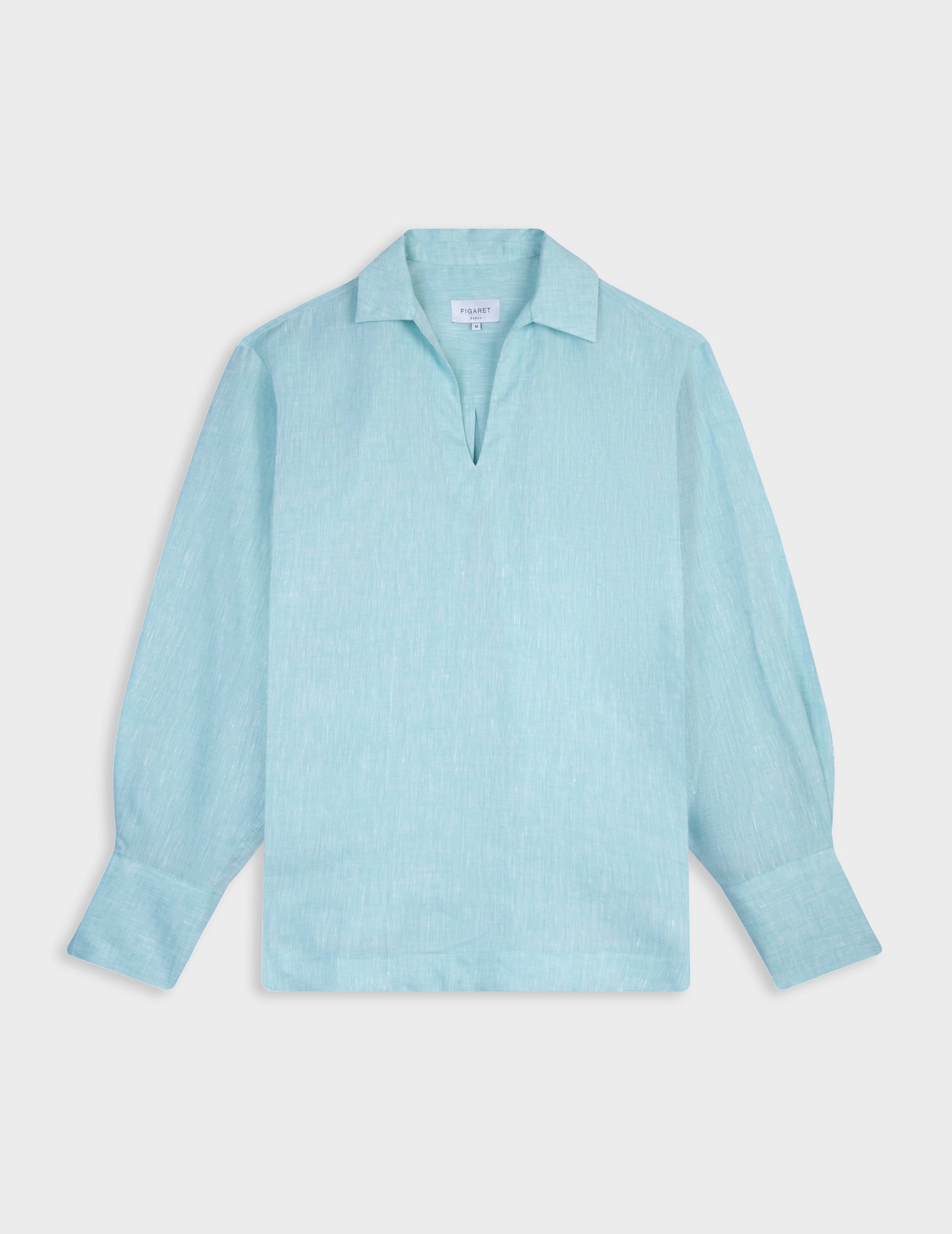 Noalie blouse in turquoise linen