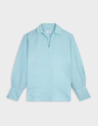 Noalie blouse in turquoise linen