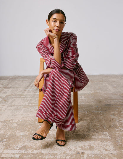 Striped burgundy Nocturne pajama top