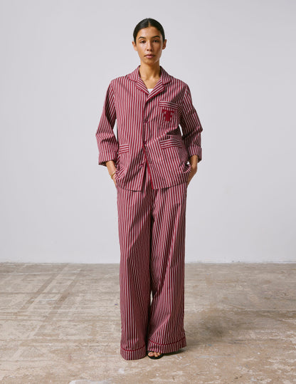 Striped burgundy Nocturne pajama top