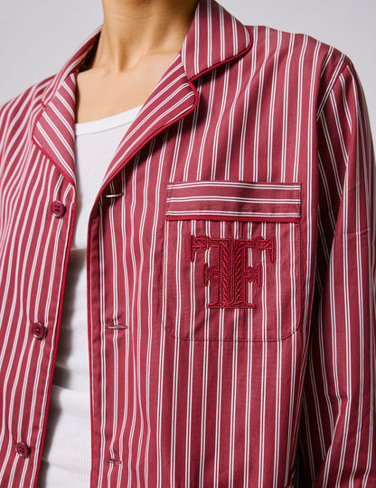 Striped burgundy Nocturne pajama top