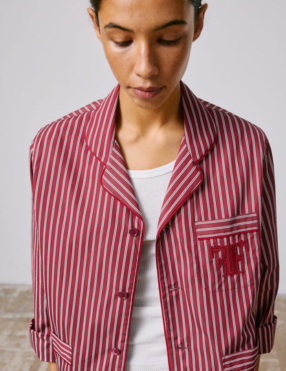 Striped burgundy Nocturne pajama top