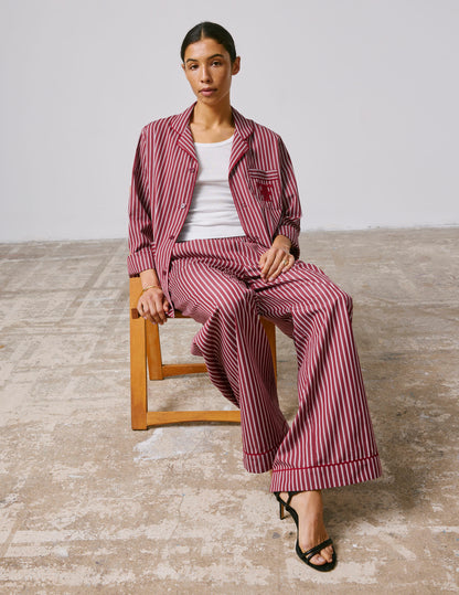 Striped burgundy Nocturne pajama top