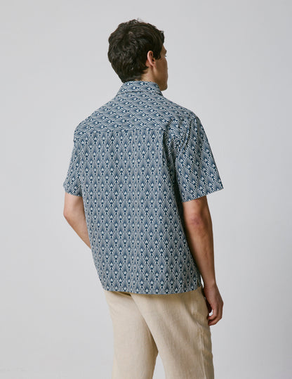 Chemise Nolhann manches courtes imprimée bleue