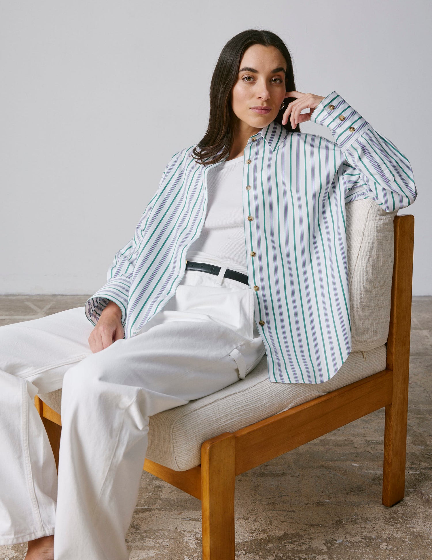 Chemise Noliana rayée violette - Popeline - Col Chemise#3