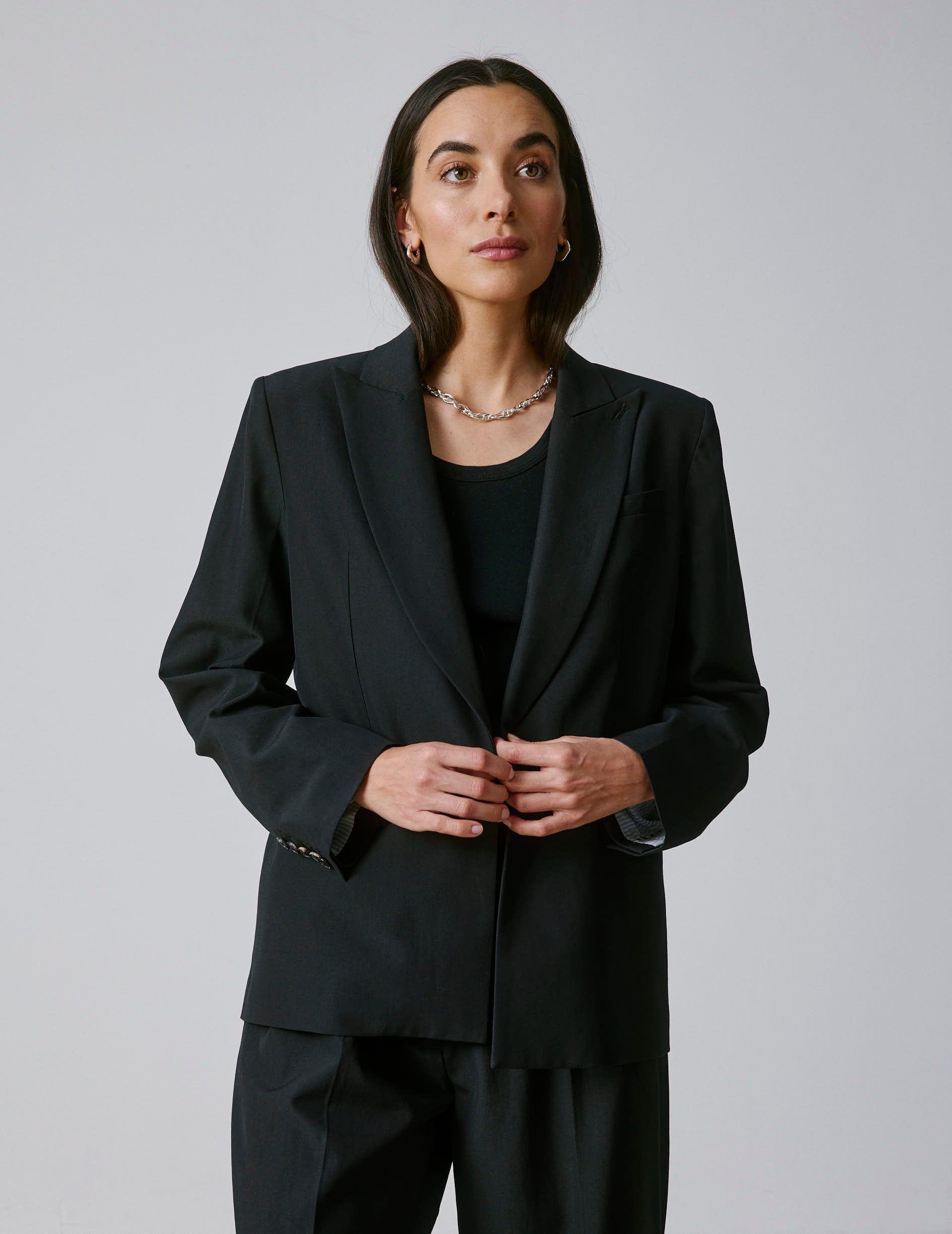 Black virgin wool Nora suit jacket