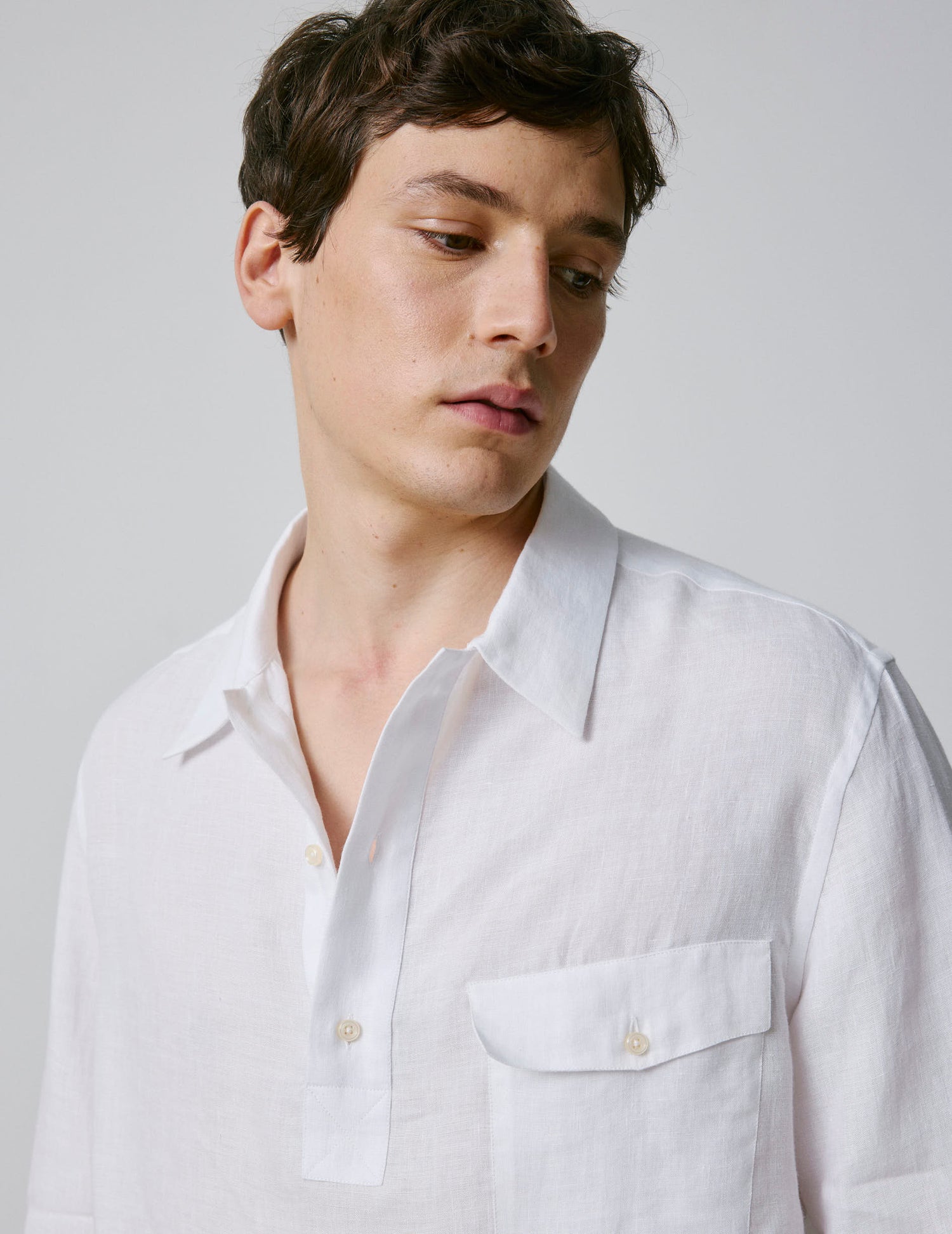 Chemise popover Normann en lin blanc - Lin - Col Requin#4