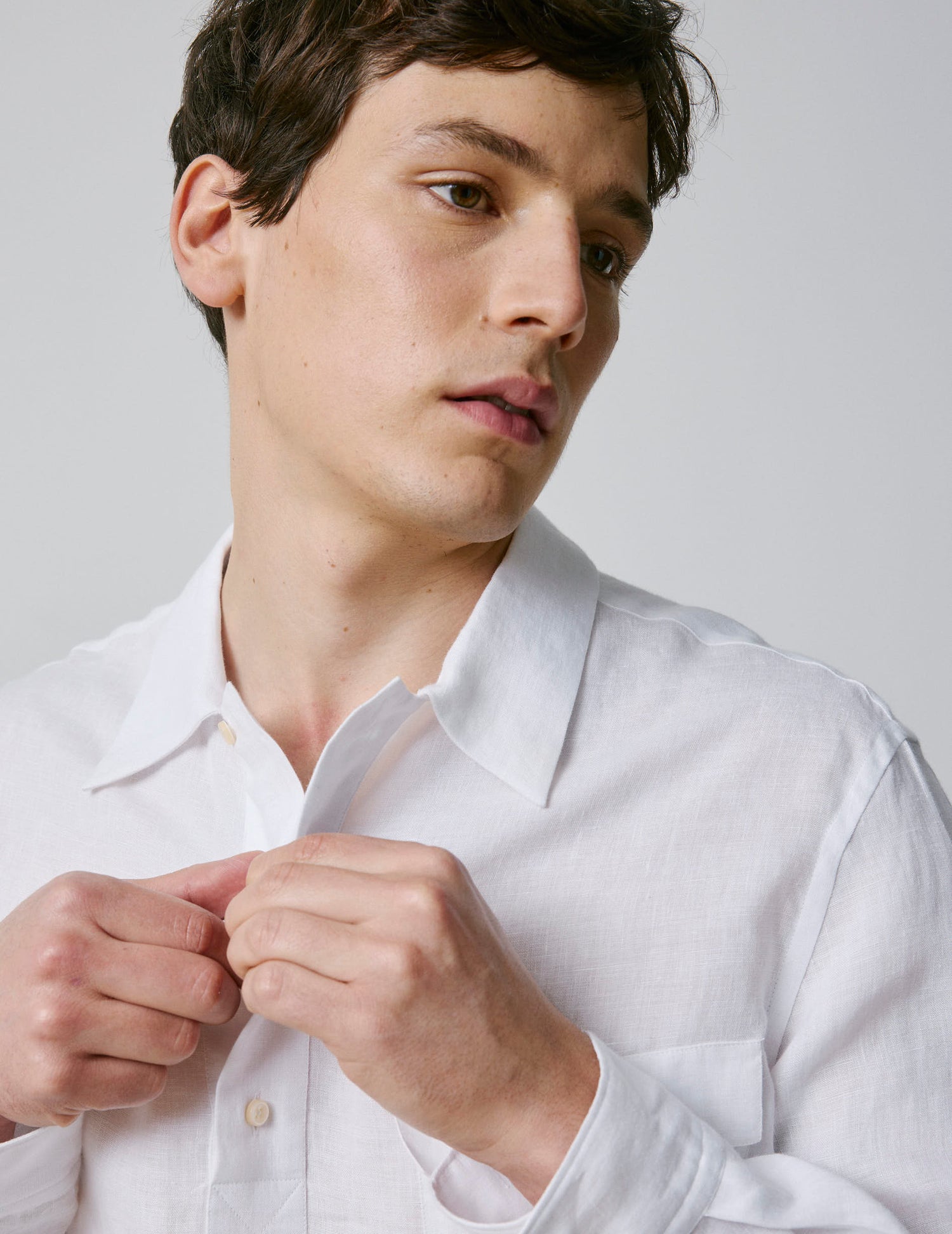 Chemise popover Normann en lin blanc - Lin - Col Requin#5