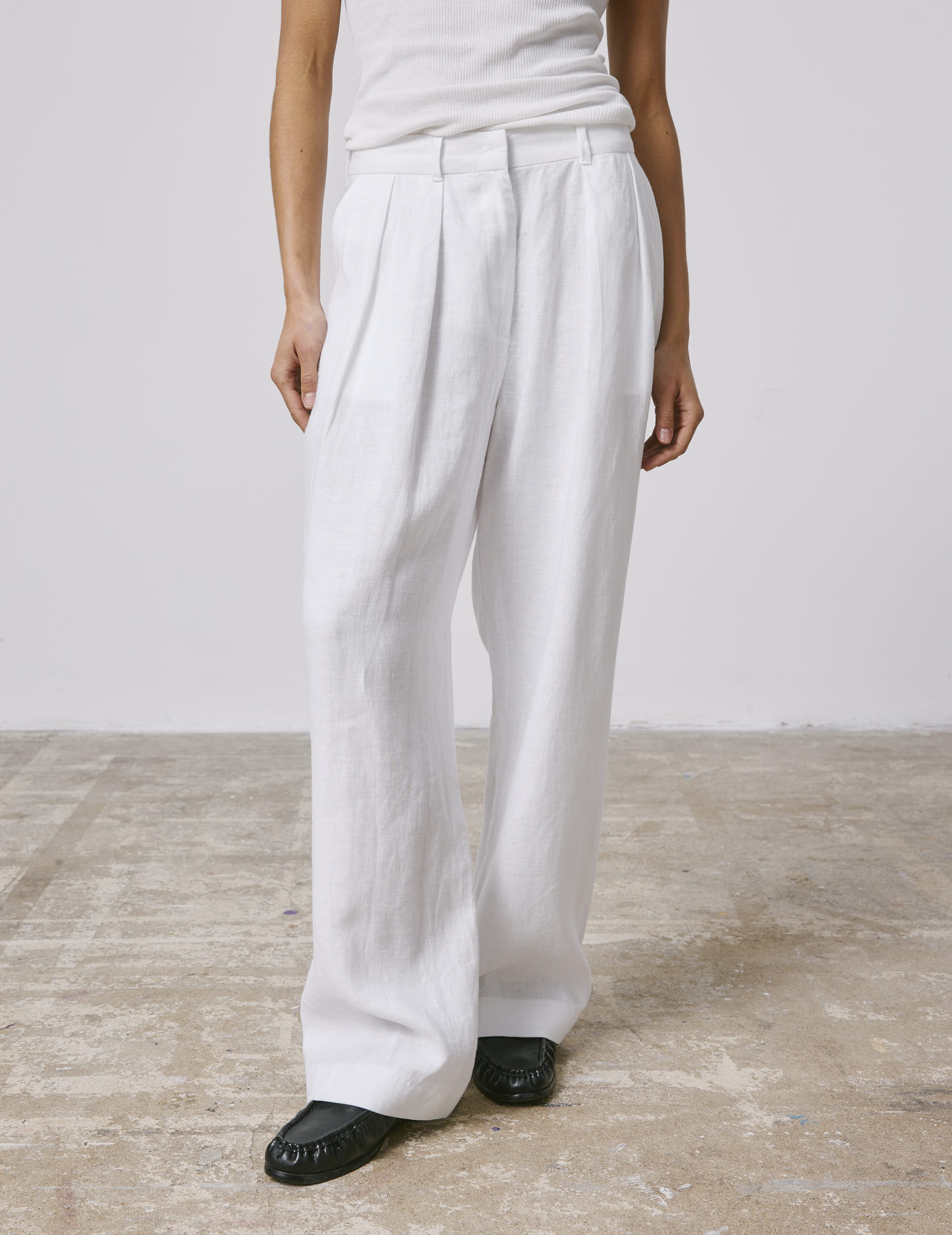Pantalon Norma en lin blanc