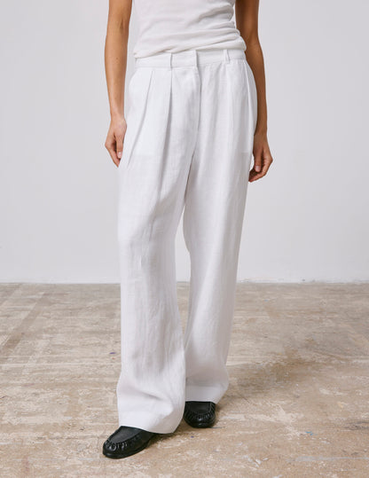 Pantalon Norma en lin blanc