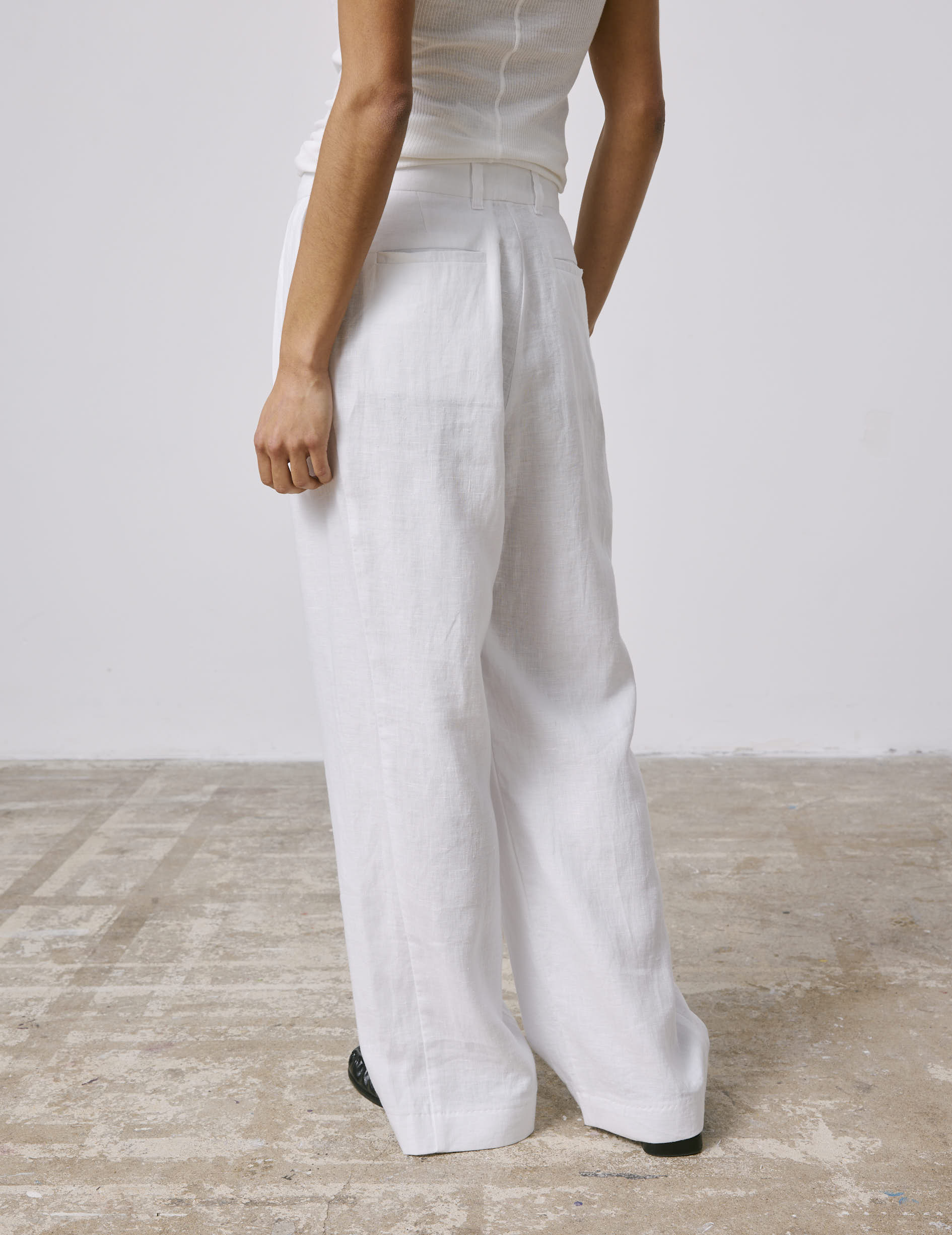 Pantalon Norma en lin blanc