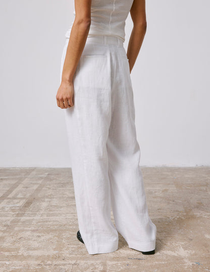 Pantalon Norma en lin blanc