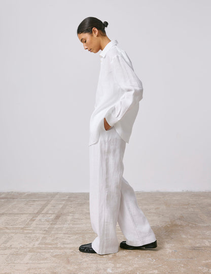 Pantalon Norma en lin blanc
