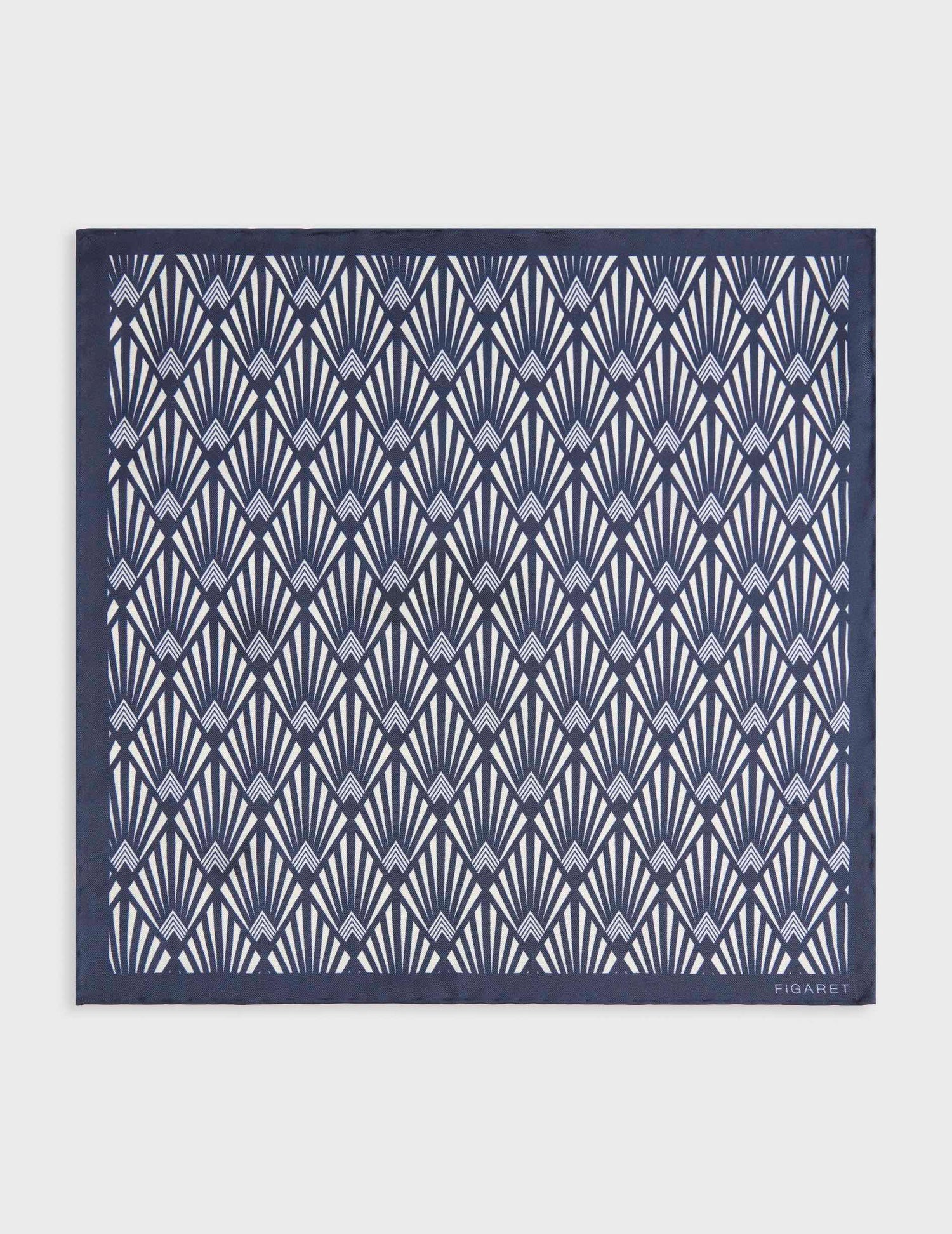 Printed navy silk pocket square