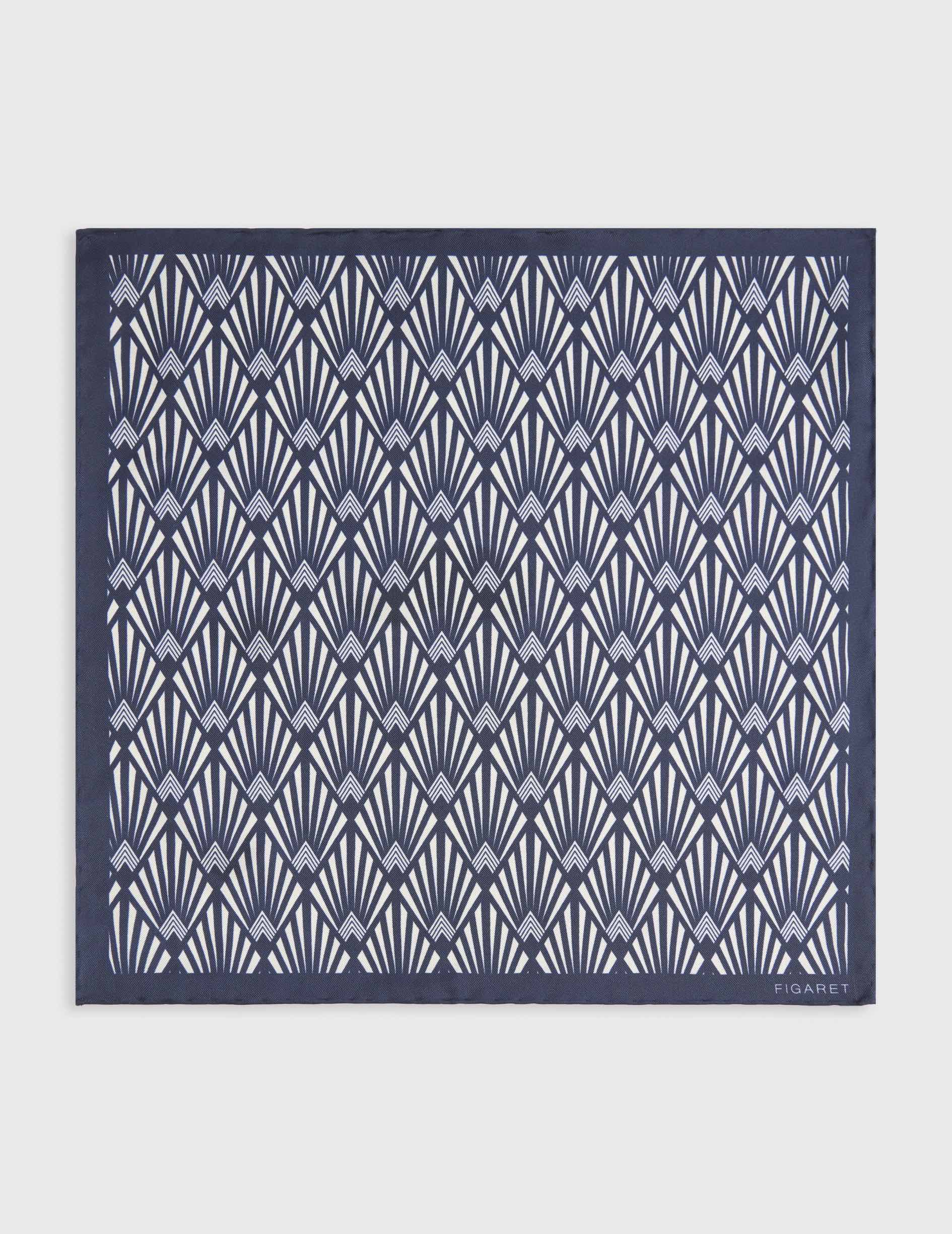 Printed navy silk pocket square